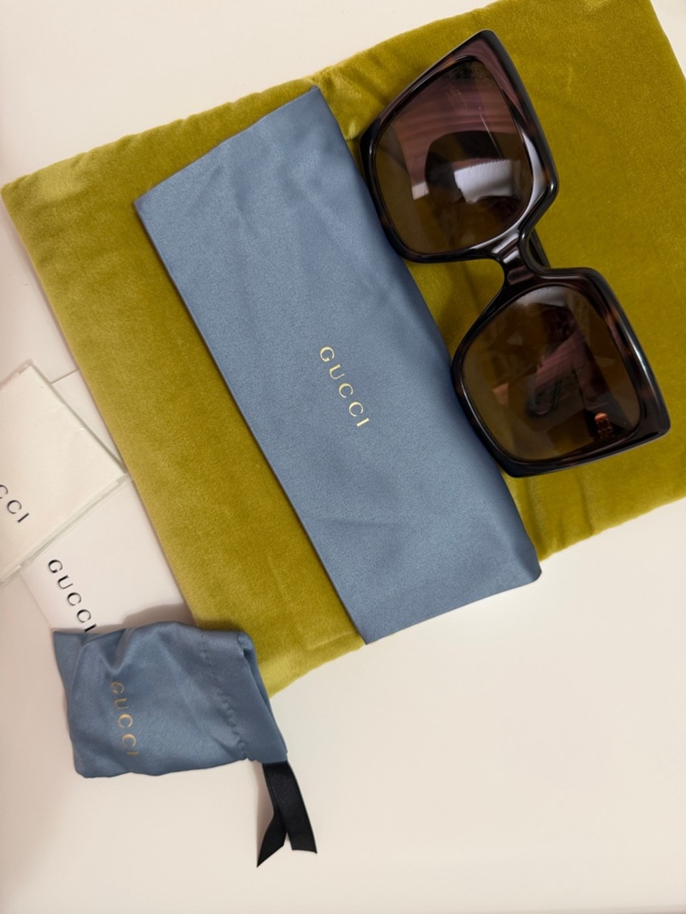 Gucci Oversized Square Sunglasses in Dark Brown Tortoise